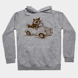 Raccoon Riding A Car Hoodie